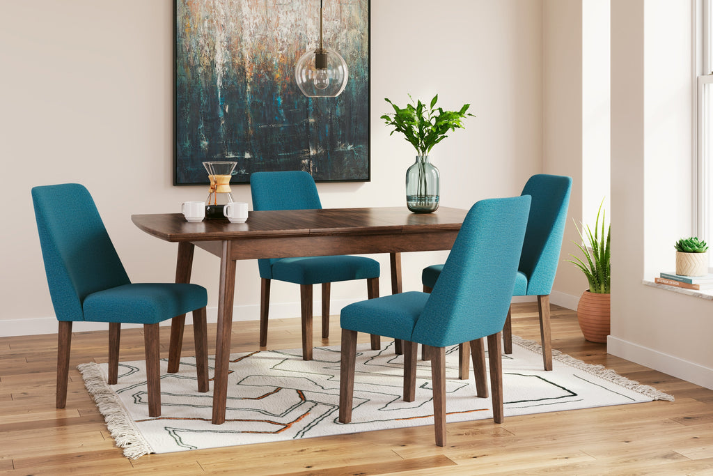 Lyncott Blue/Brown Extension Dining Table with 4 Chairs