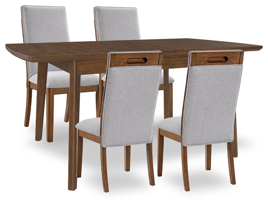Lyncott Beige/Brown Extension Dining Table with 4 Chairs