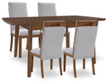 Lyncott Beige/Brown Extension Dining Table with 4 Chairs