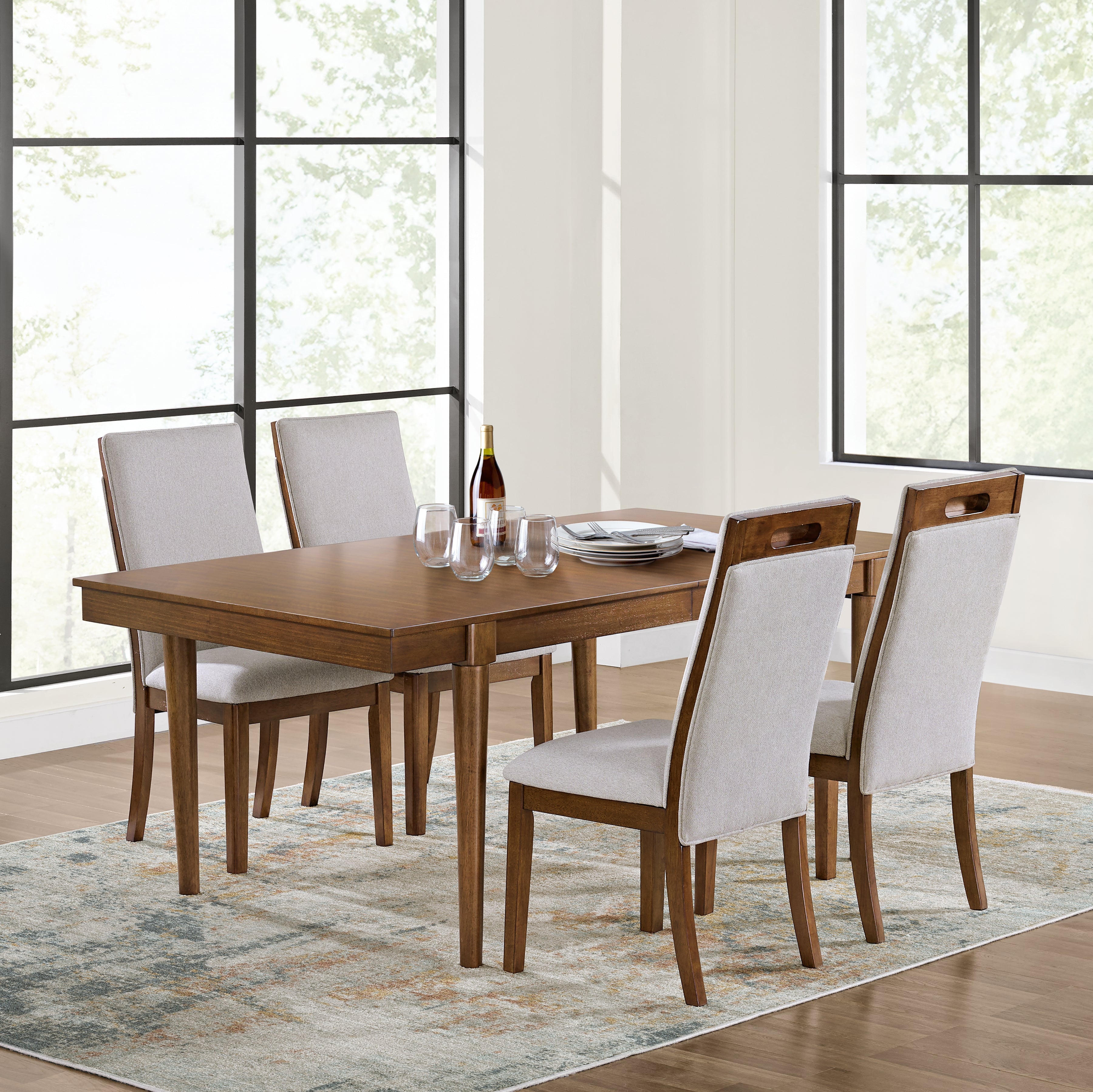 Lyncott Beige/Brown Extension Dining Table and 4 Chairs