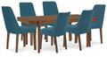 Lyncott Blue/Brown Extension Dining Table and 6 Chairs