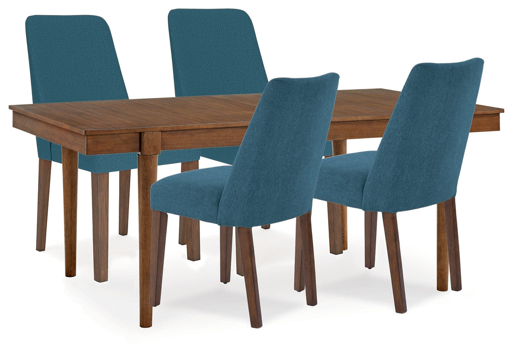 Lyncott Blue/Brown Extension Dining Table and 4 Chairs