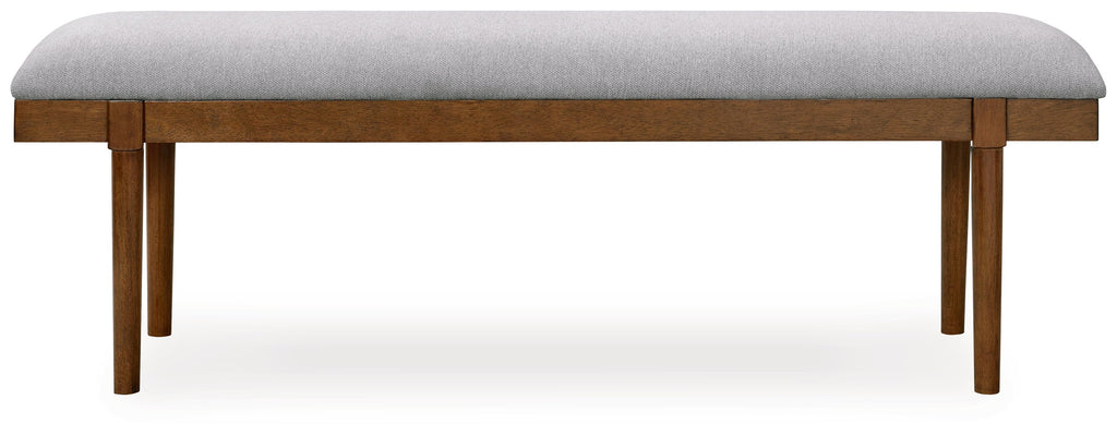 Lyncott Beige/Brown Extension Dining Table, 4 Chairs and Bench