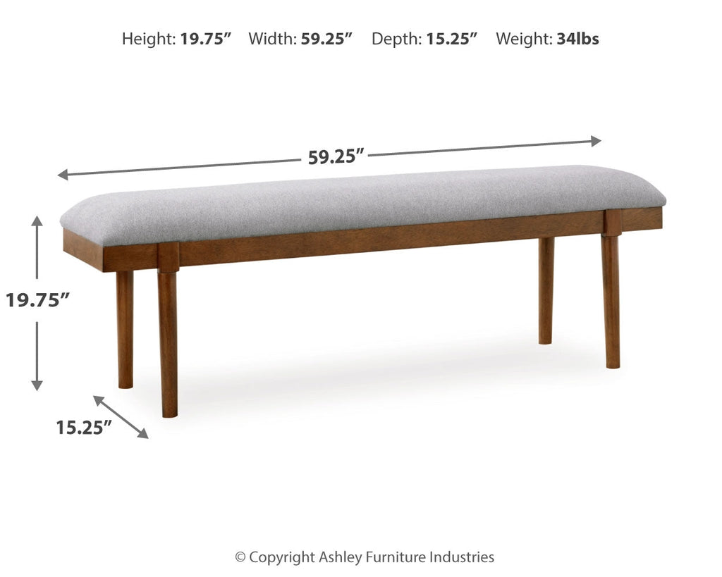 Lyncott Beige/Brown Extension Dining Table, 4 Chairs and Bench