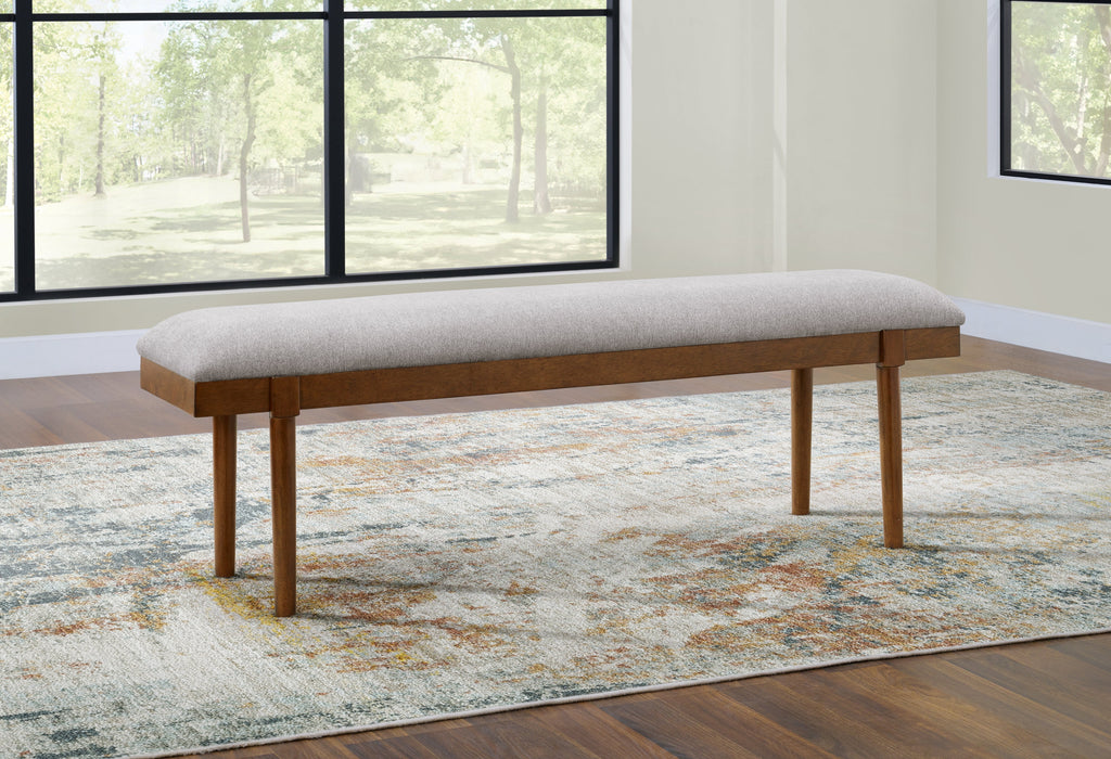 Lyncott Beige/Brown Extension Dining Table, 4 Chairs and Bench