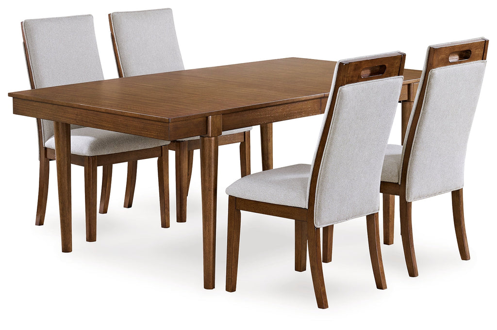Lyncott Beige/Brown Extension Dining Table and 4 Chairs