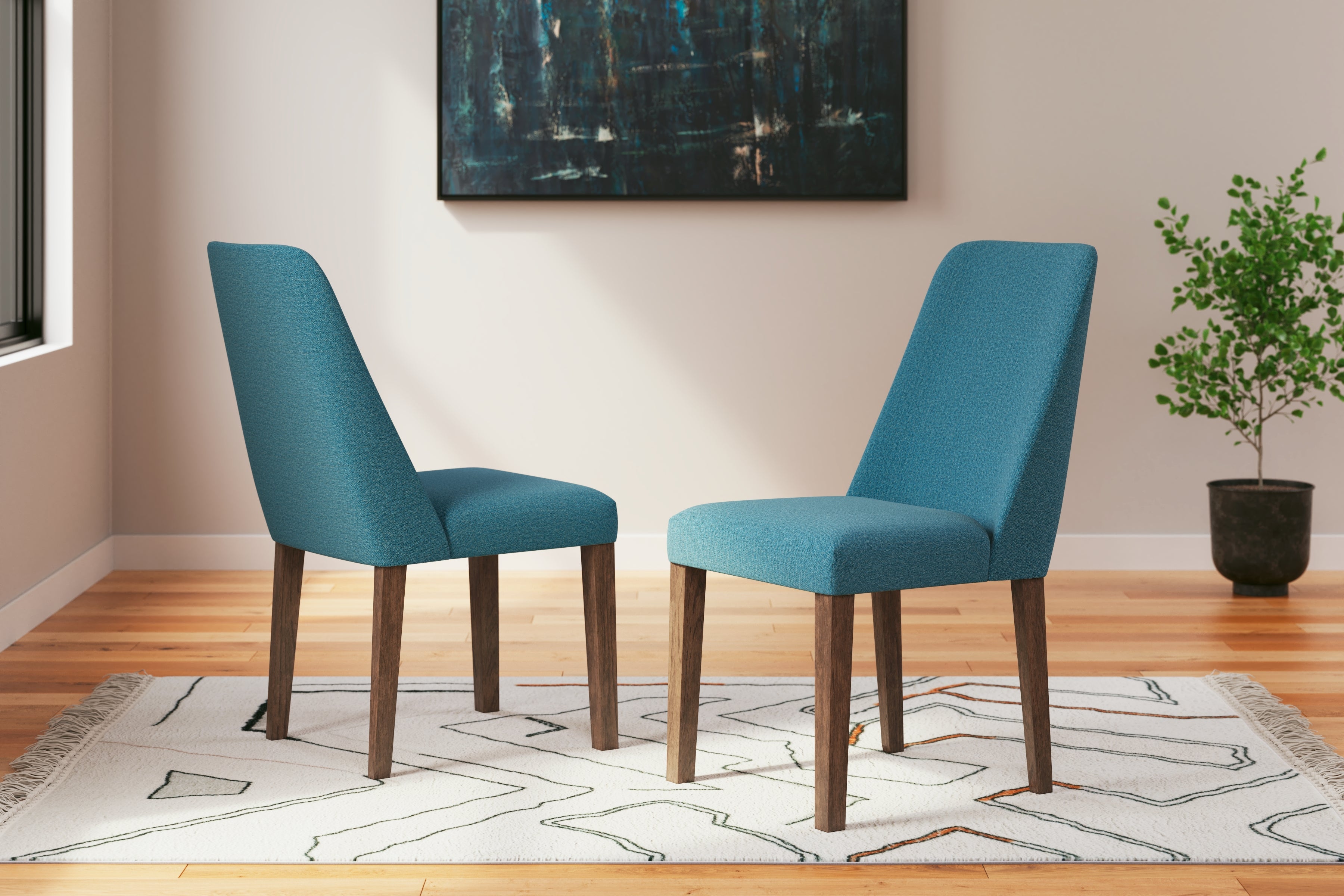 Lyncott Blue/Brown Extension Dining Table and 6 Chairs