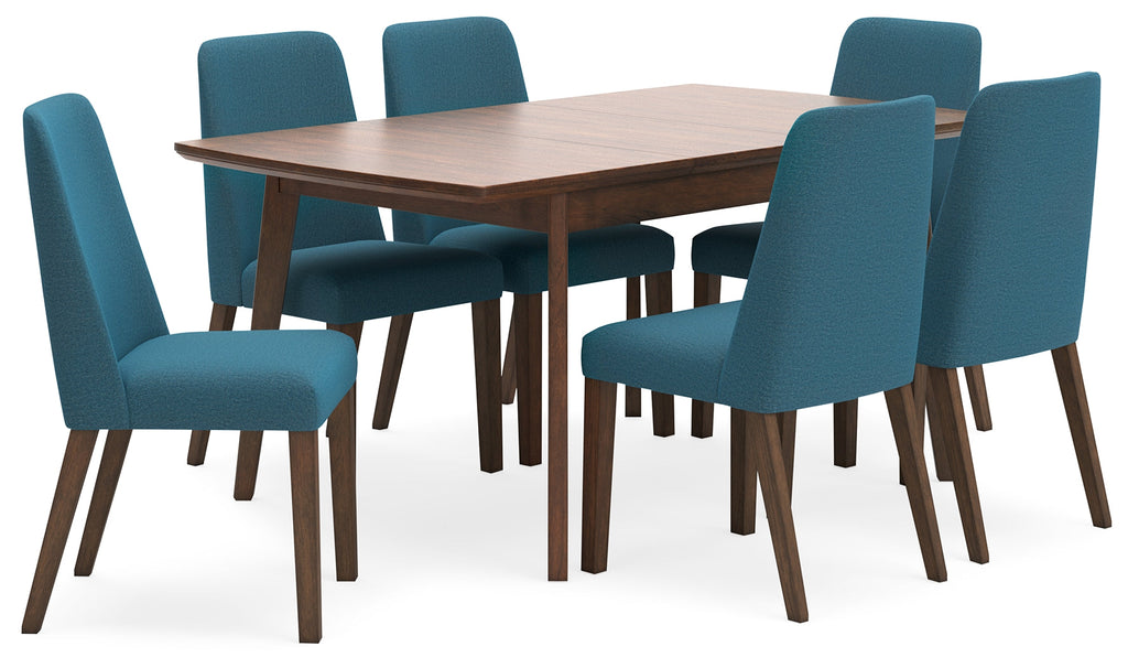 Lyncott Blue/Brown Extension Dining Table w/ 6 Chairs