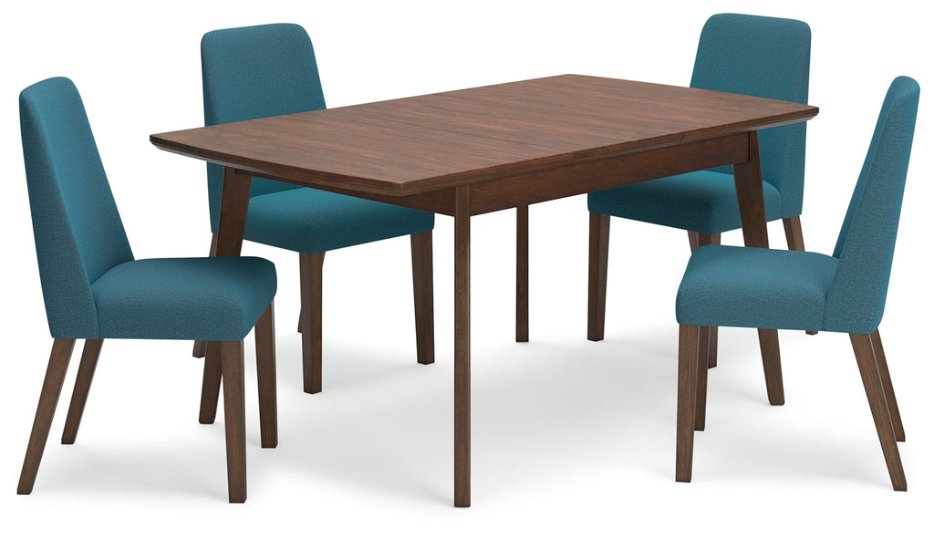 Lyncott Blue/Brown Extension Dining Table with 4 Chairs