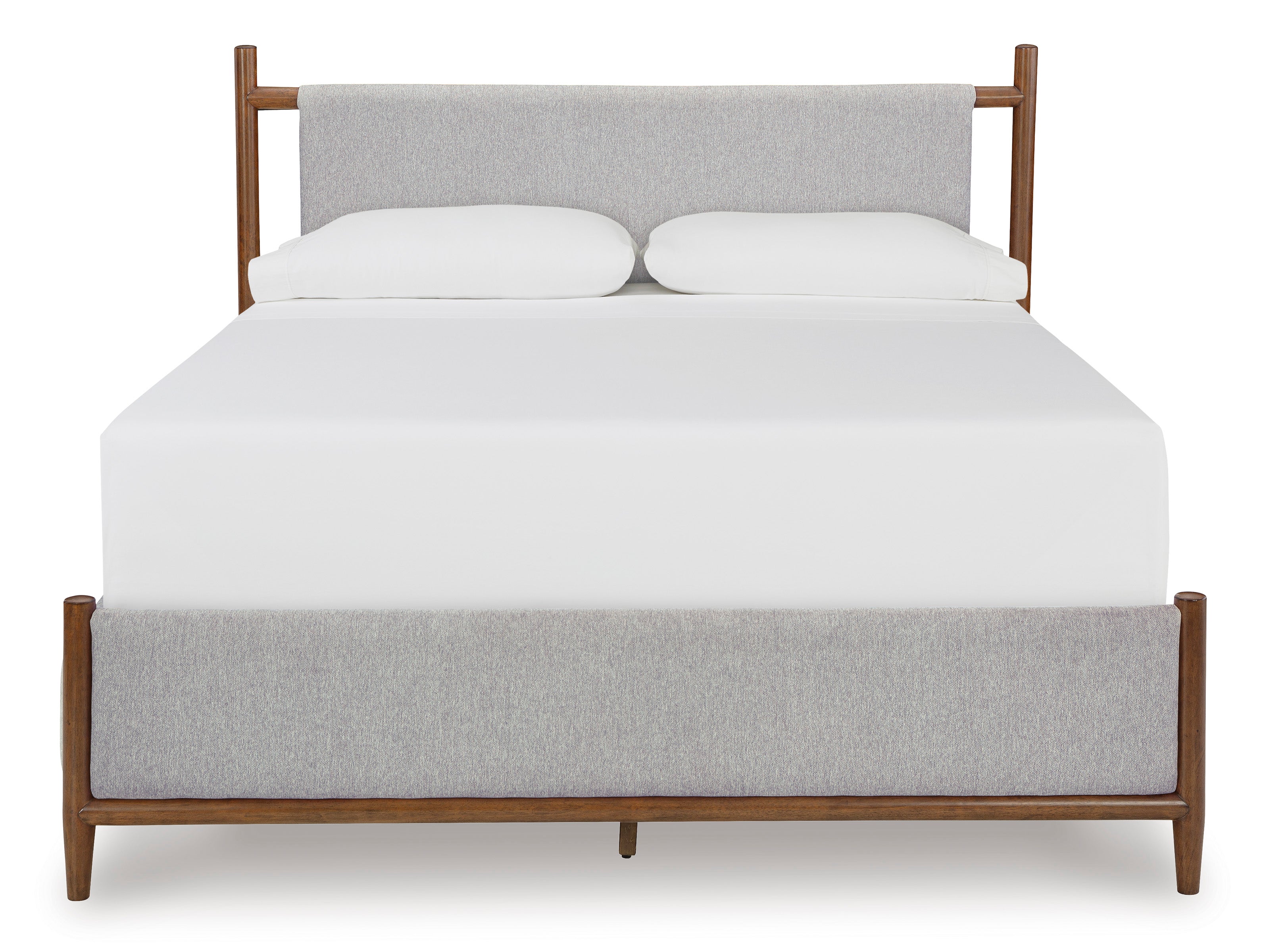 Lyncott Brown Queen Upholstered Bed with Mirrored Dresser and Chest