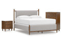 Lyncott Brown King Upholstered Bedroom Set with Chest and Nightstand