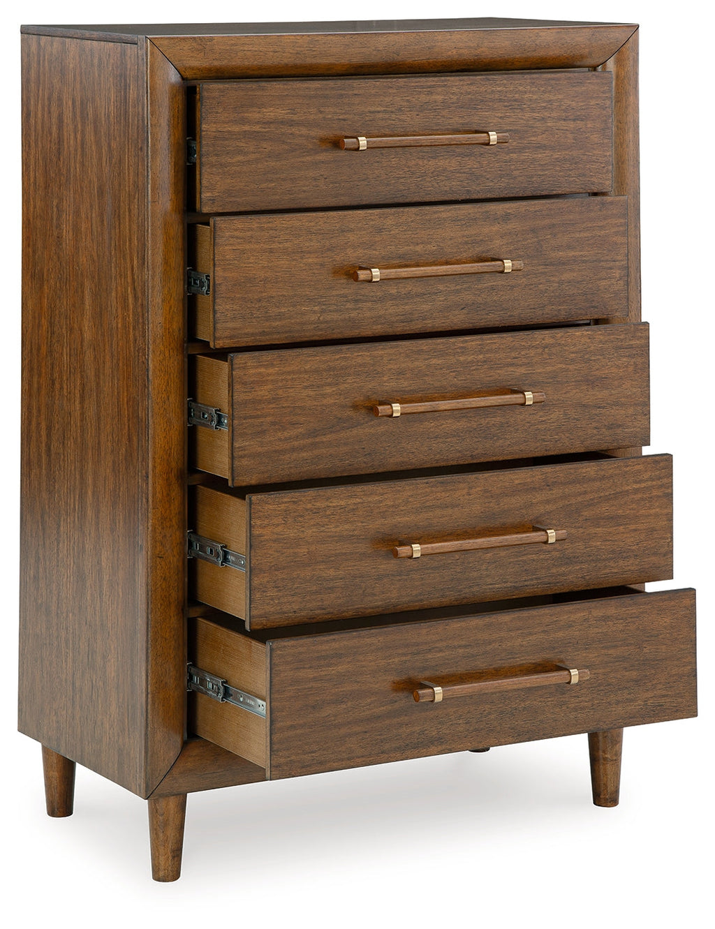Lyncott Brown King Upholstered Bedroom Set with Chest and Nightstand