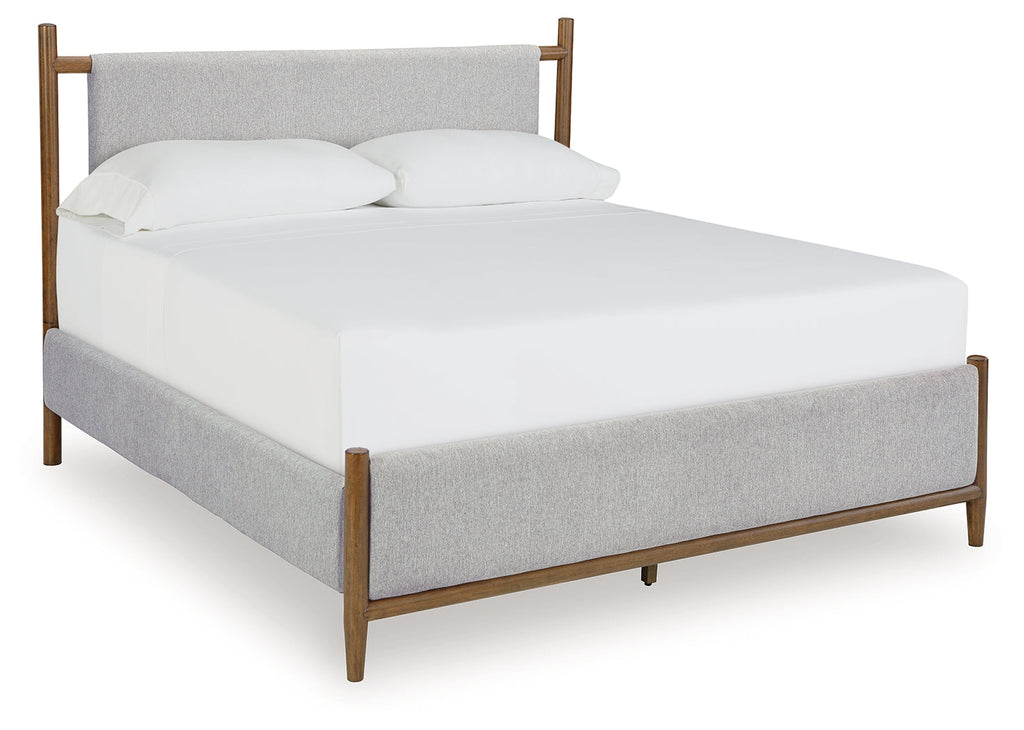 Lyncott Brown King Upholstered Bedroom Set with Chest and Nightstand
