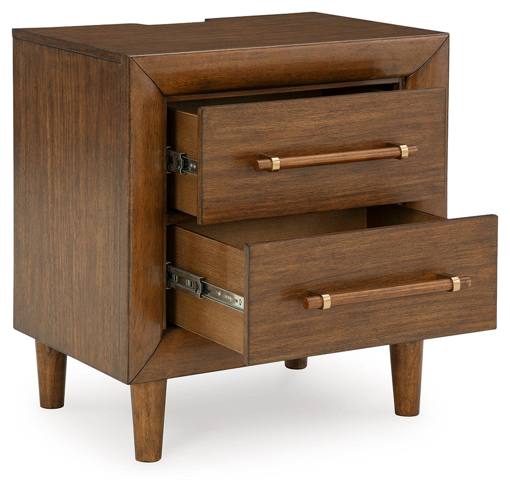 Lyncott Brown King Upholstered Bedroom Set with Chest and Nightstand