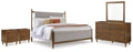 Lyncott Queen Upholstered Bed, Dresser, Mirror and 2 Nightstands, Brown