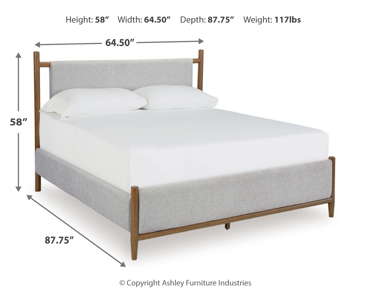 Lyncott Queen Upholstered Bed, Dresser, Mirror and 2 Nightstands, Brown