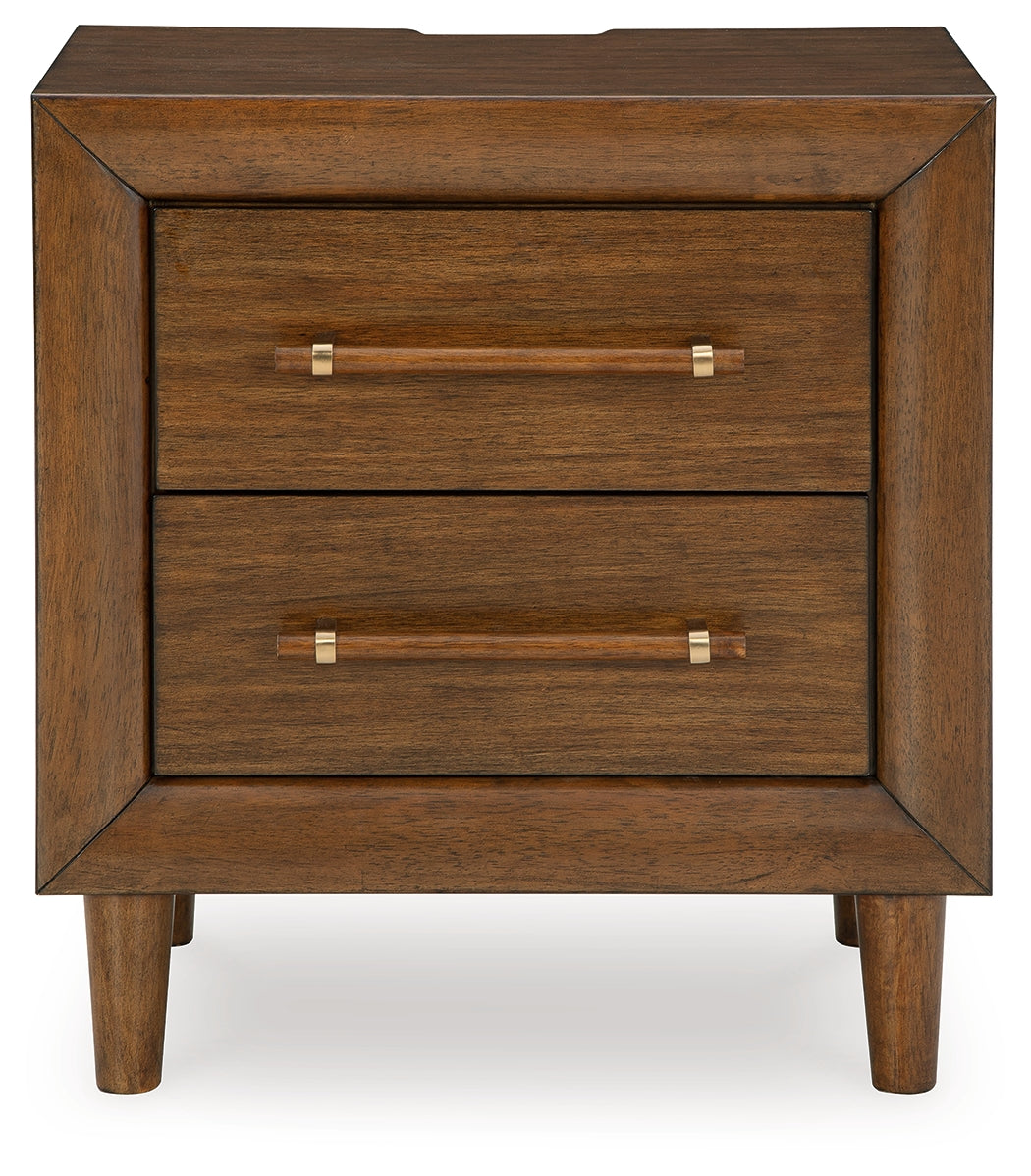 Lyncott Queen Upholstered Bed, Dresser, Mirror and 2 Nightstands, Brown