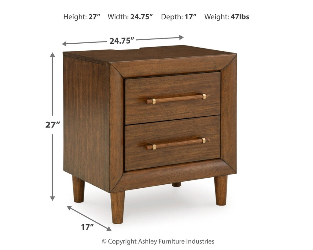 Lyncott Queen Upholstered Bed, Dresser, Mirror and 2 Nightstands, Brown