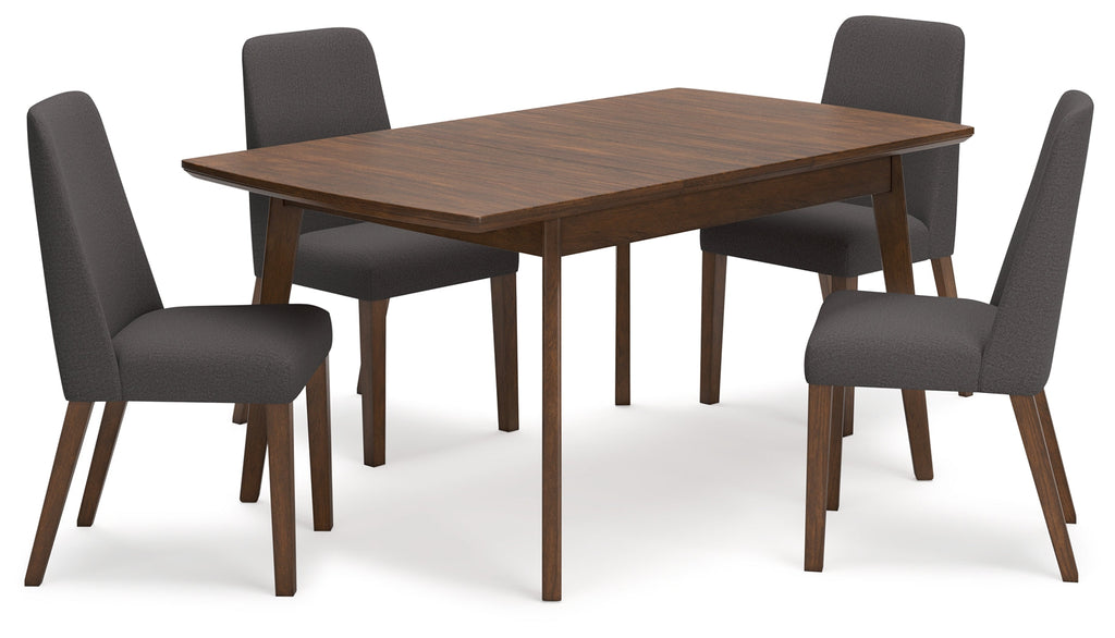 Lyncott Charcoal/Brown Extension Dining Table and 4 Chairs