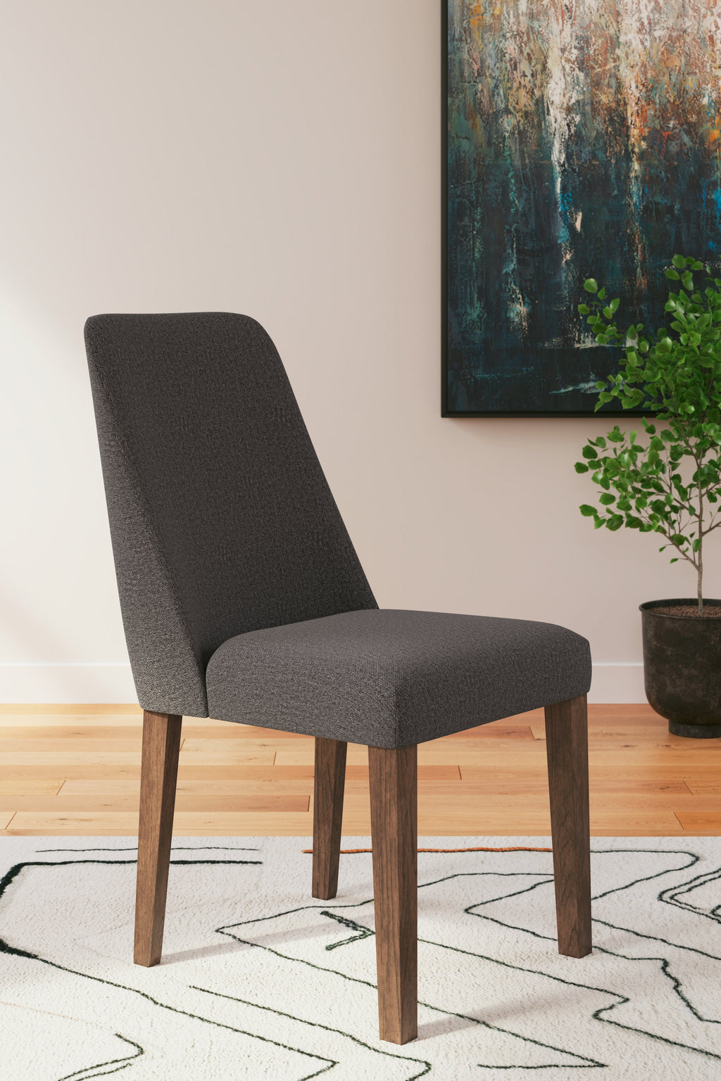 Lyncott Charcoal/Brown Extension Dining Table w/ 4 Chairs
