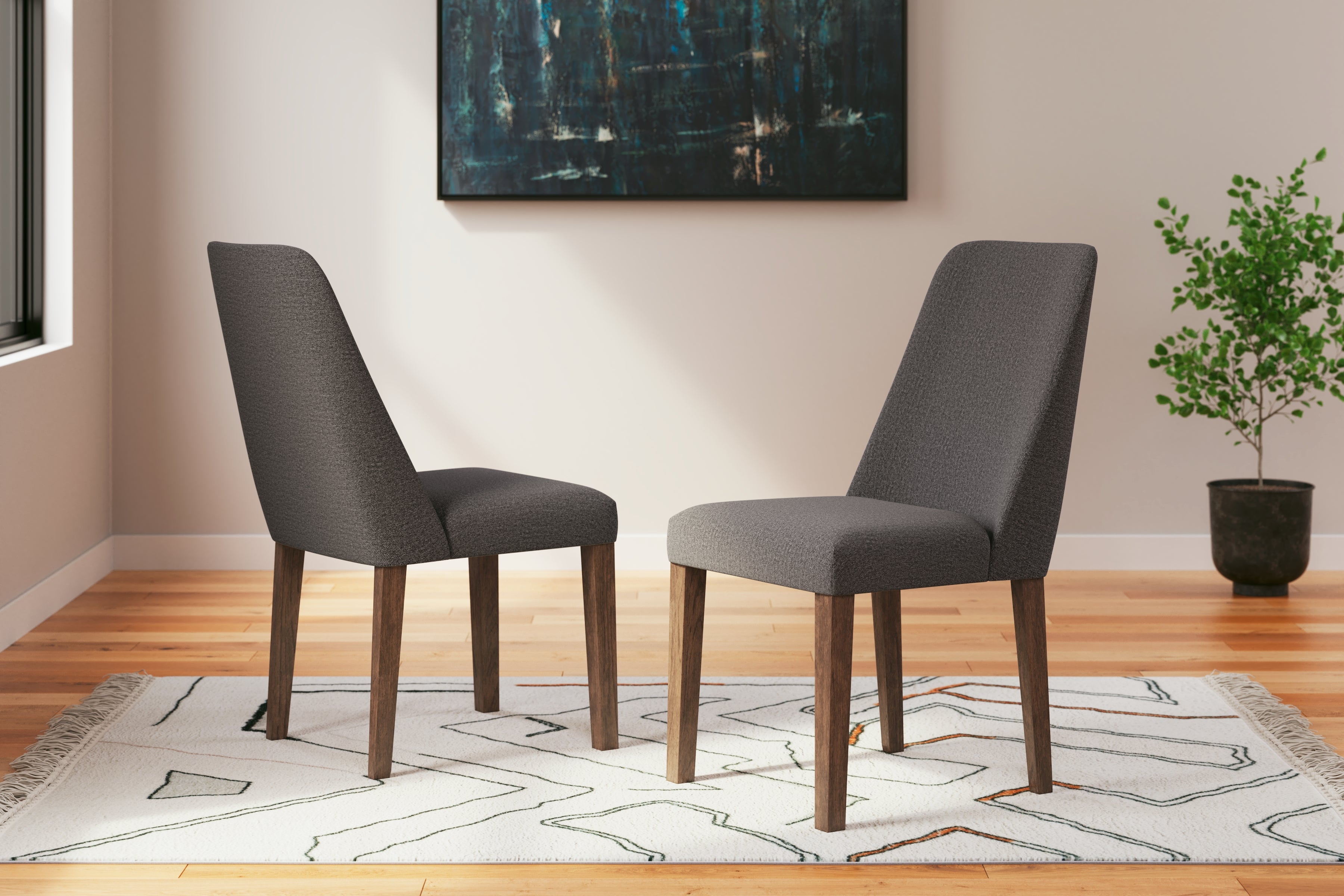 Lyncott Charcoal/Brown Extension Dining Table w/ 4 Chairs