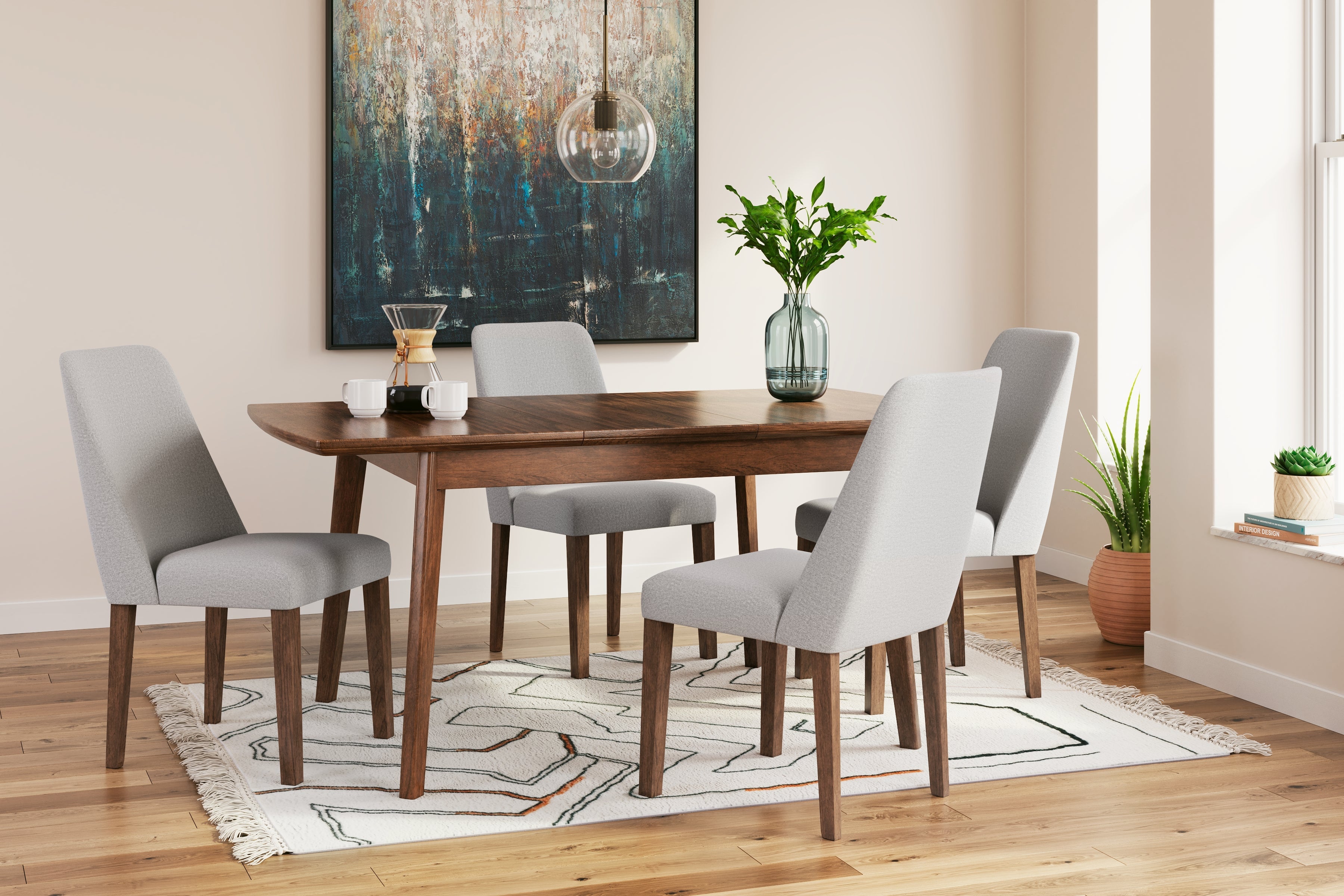 Lyncott Gray/Brown Extension Dining Table and 4 Chairs