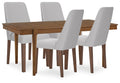 Lyncott Gray/Brown Extension Dining Table w/ 4 Chairs