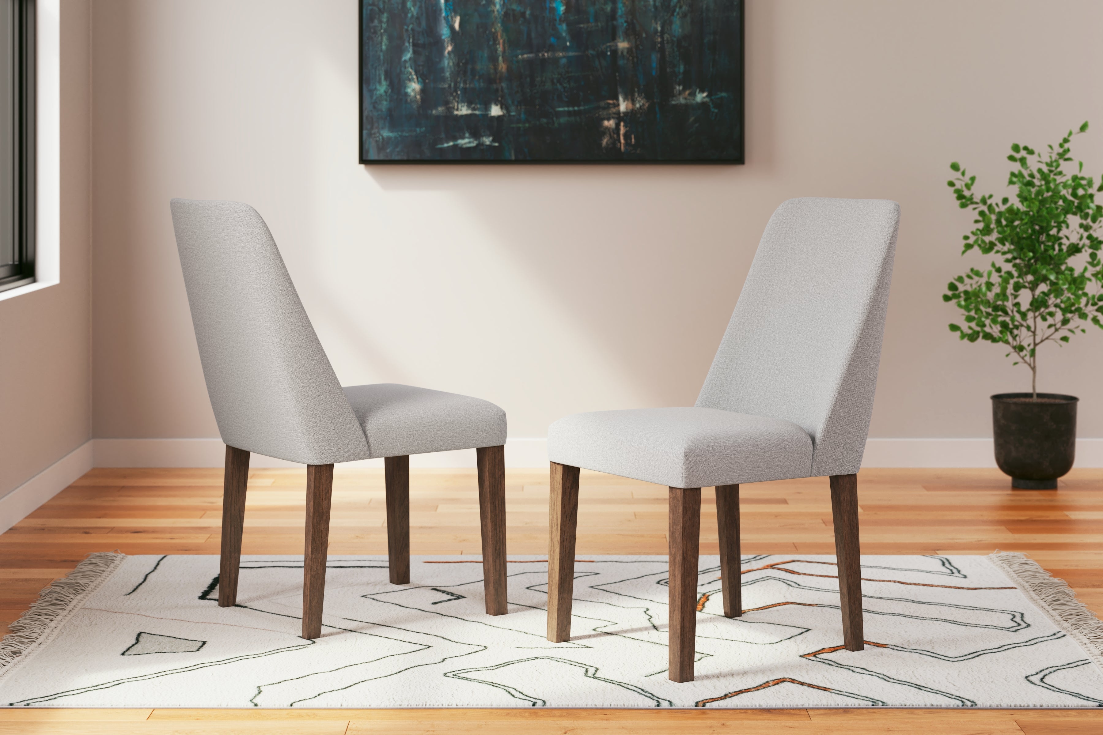 Lyncott Gray/Brown Extension Dining Table w/ 4 Chairs