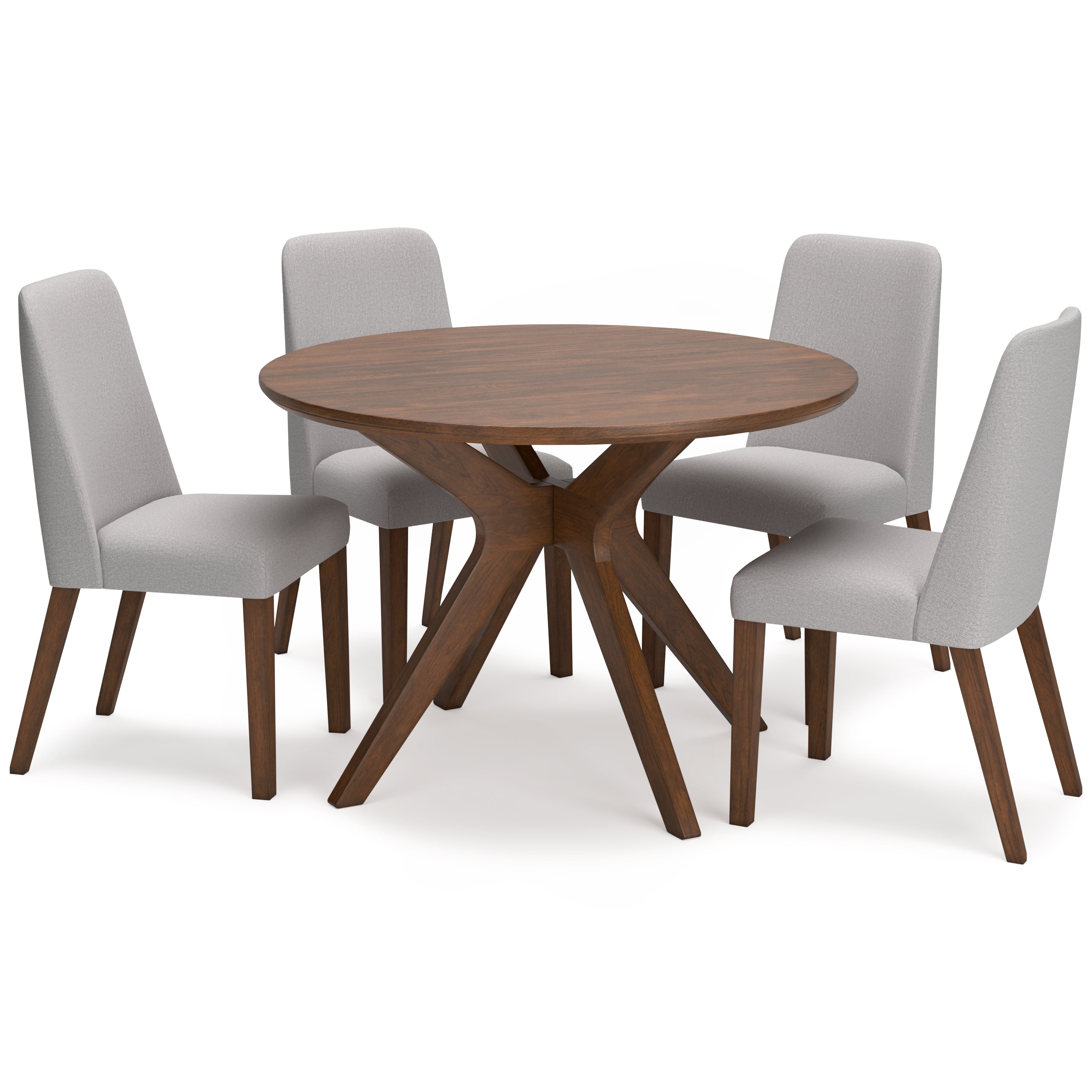 Lyncott Gray/Brown Round Dining Table and 4 Chairs