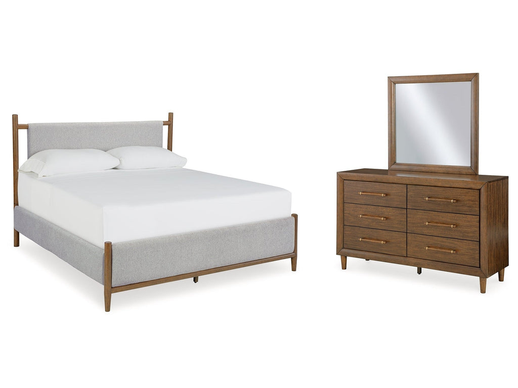 Lyncott King Upholstered Bedroom Set with Dresser and Mirror