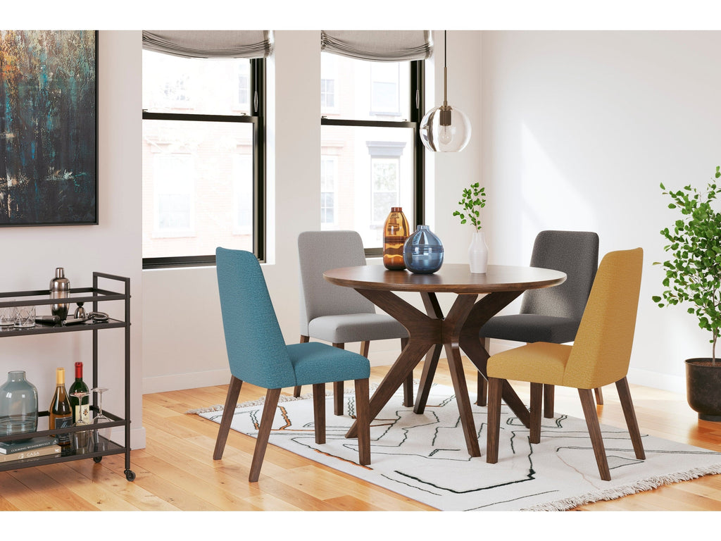 Lyncott Multi-Color & Brown Round Dining Room Set / 5pc