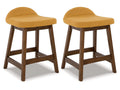Lyncott Mustard/Brown Counter Height Bar Stool (Set of 2)