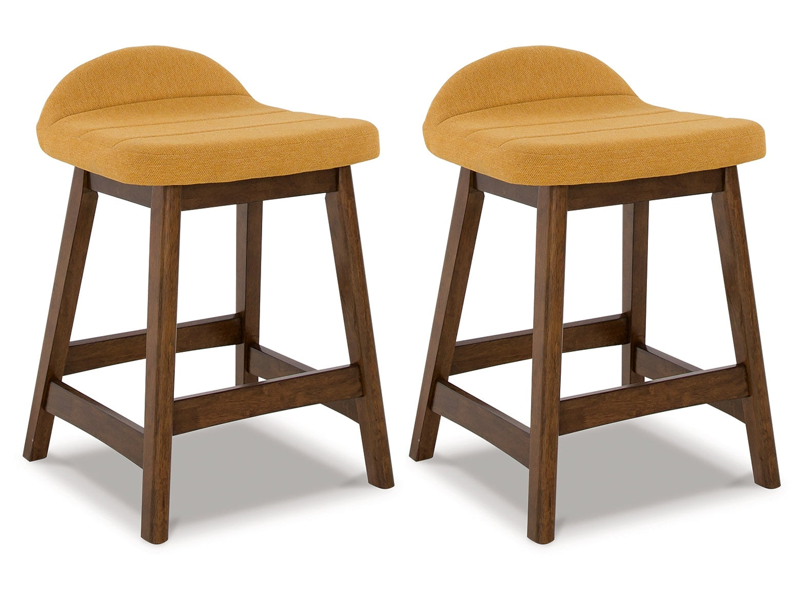 Lyncott Mustard/Brown Counter Height Bar Stool (Set of 2)