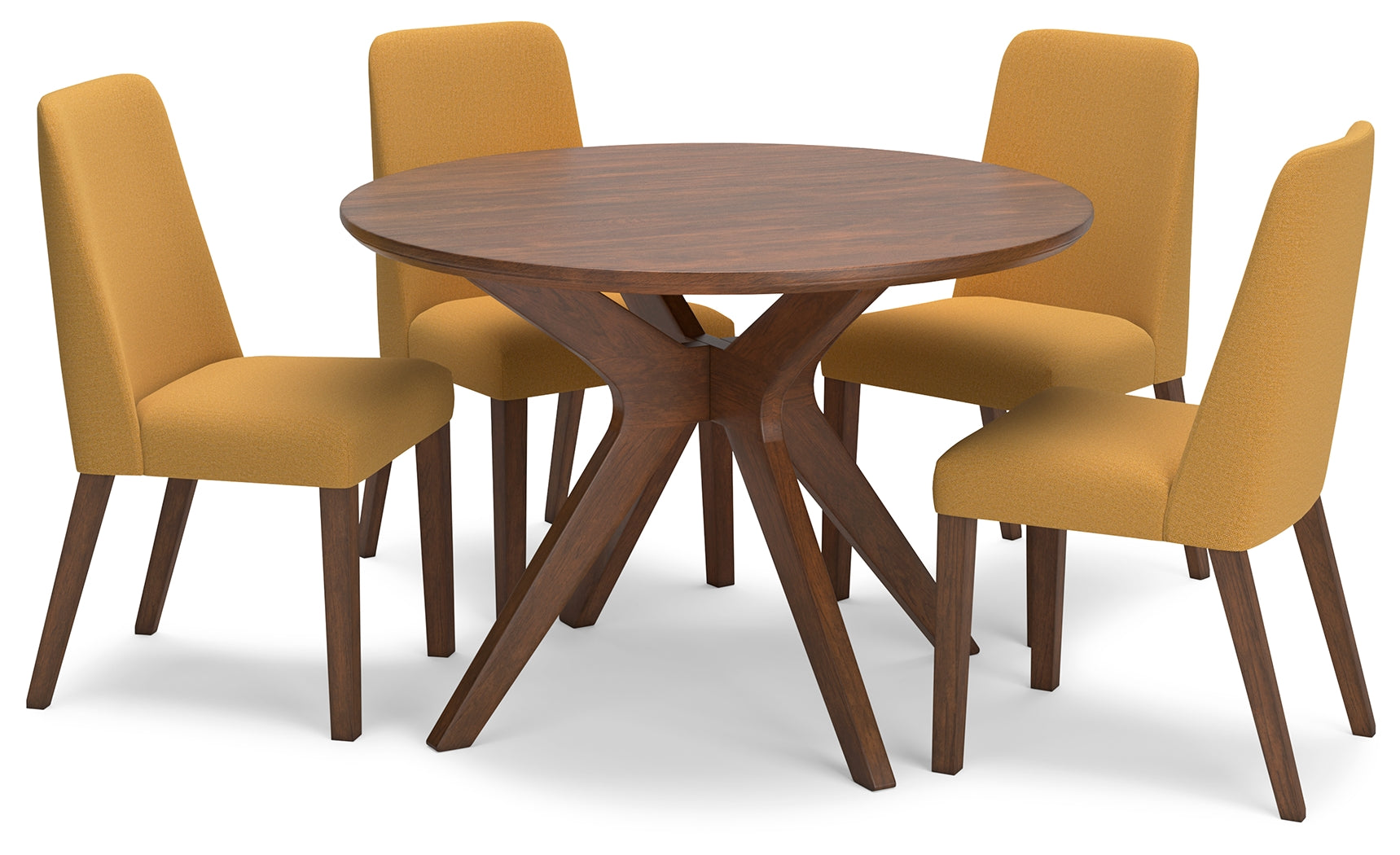 Lyncott Mustard/Brown Dining Table and 4 Chairs