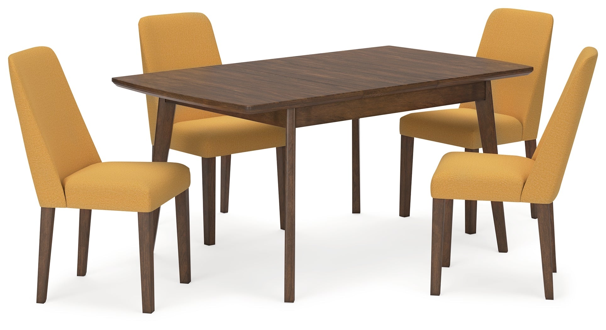 Lyncott Mustard/Brown Dining Table w/ 4 Chairs
