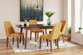 Lyncott Mustard/Brown Dining Table w/ 4 Chairs