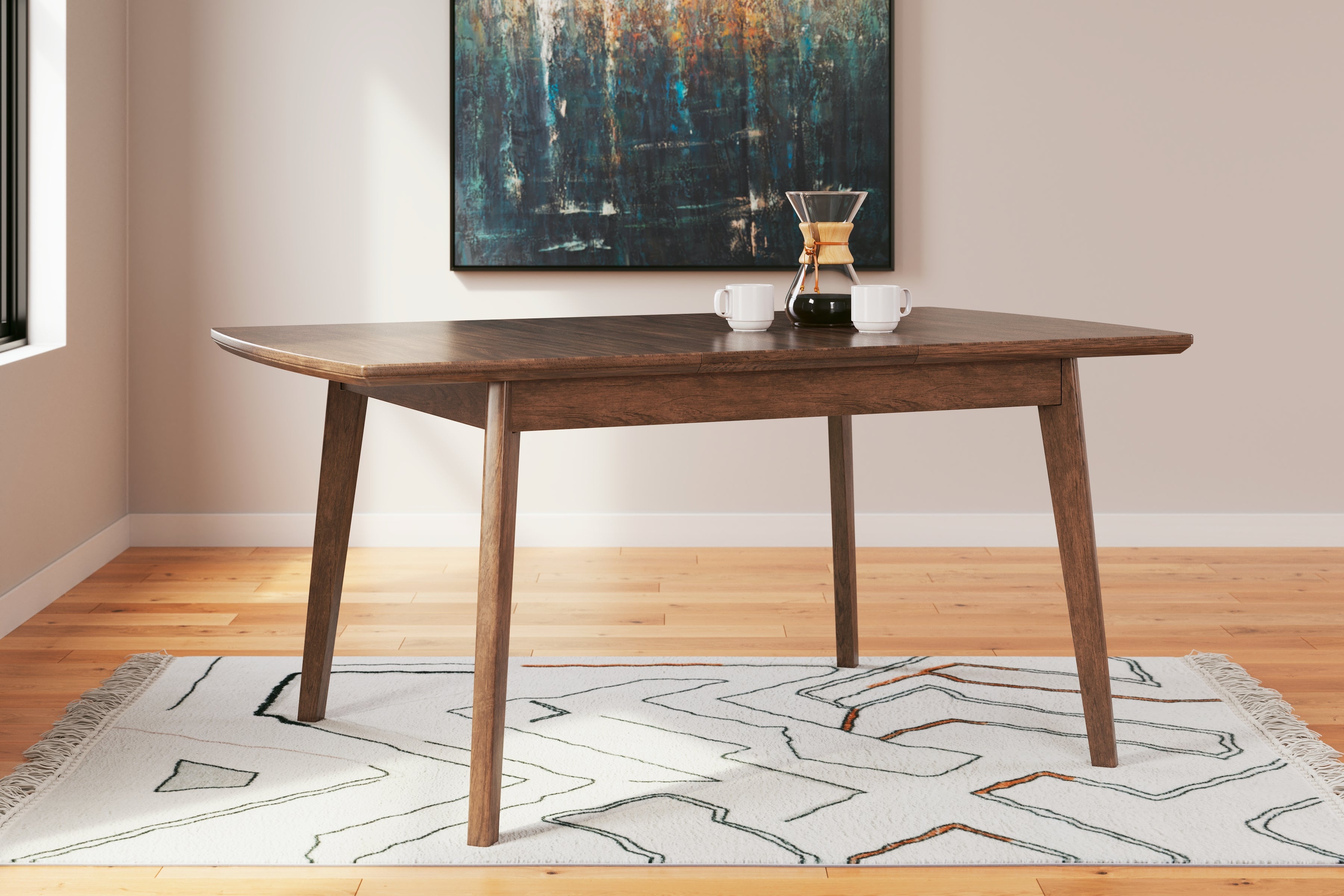 Lyncott Mustard/Brown Dining Table w/ 4 Chairs