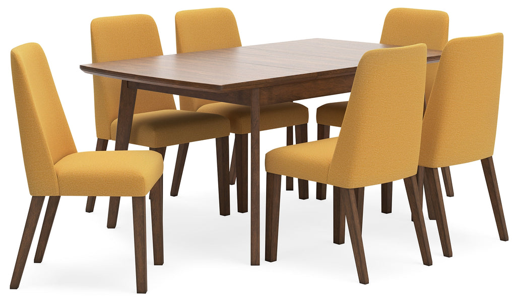 Lyncott Mustard/Brown Extension Dining Table w/ 6 Chairs