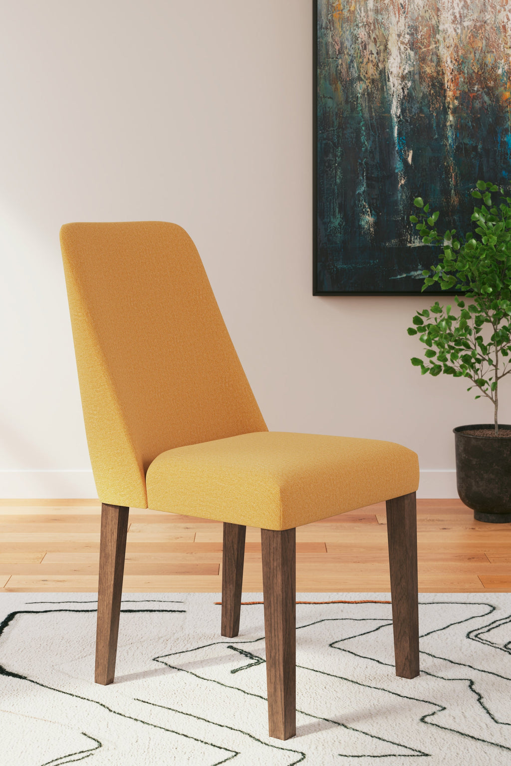 Lyncott Mustard/Brown Extension Dining Table w/ 6 Chairs