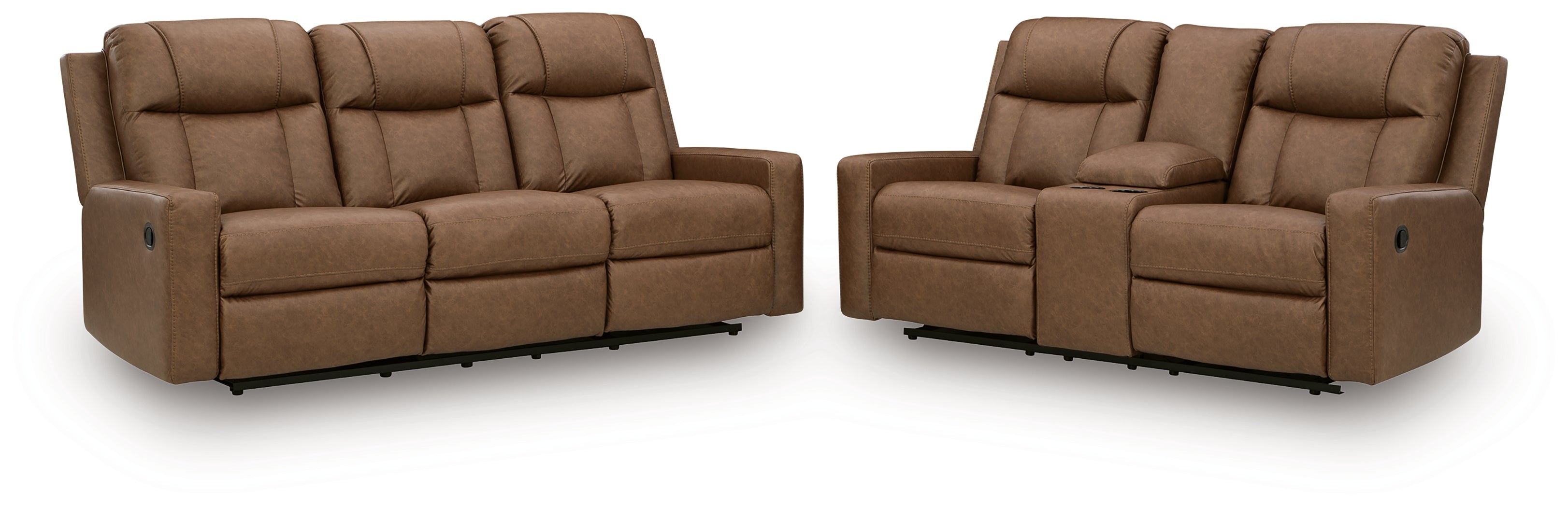 Mackmenville Caramel Reclining Sofa and Loveseat