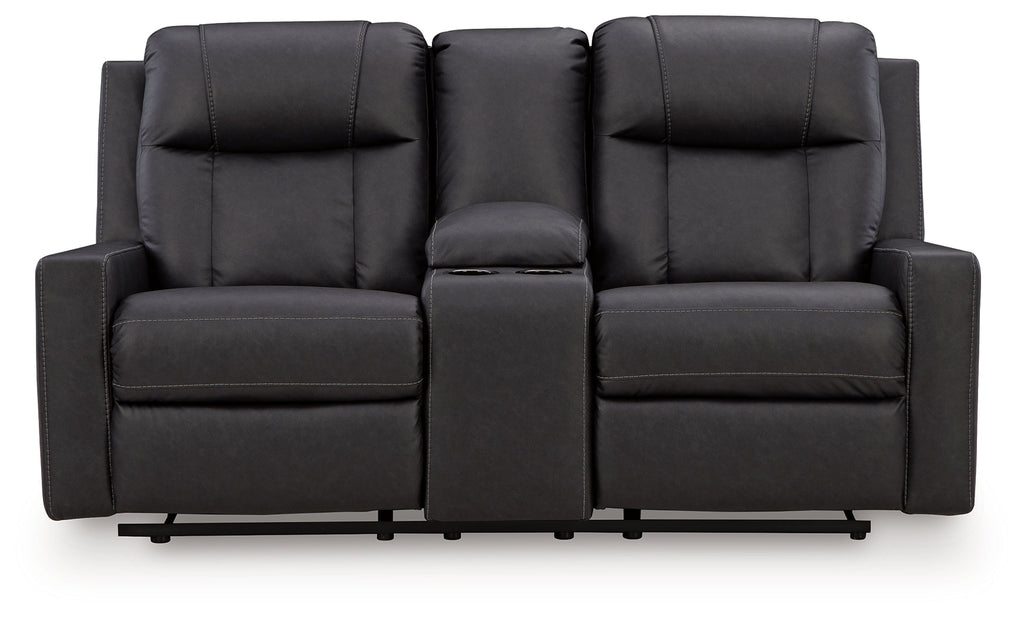 Mackmenville Carbon Reclining Loveseat with Console