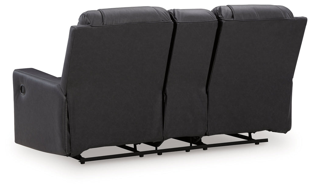 Mackmenville Carbon Reclining Loveseat with Console