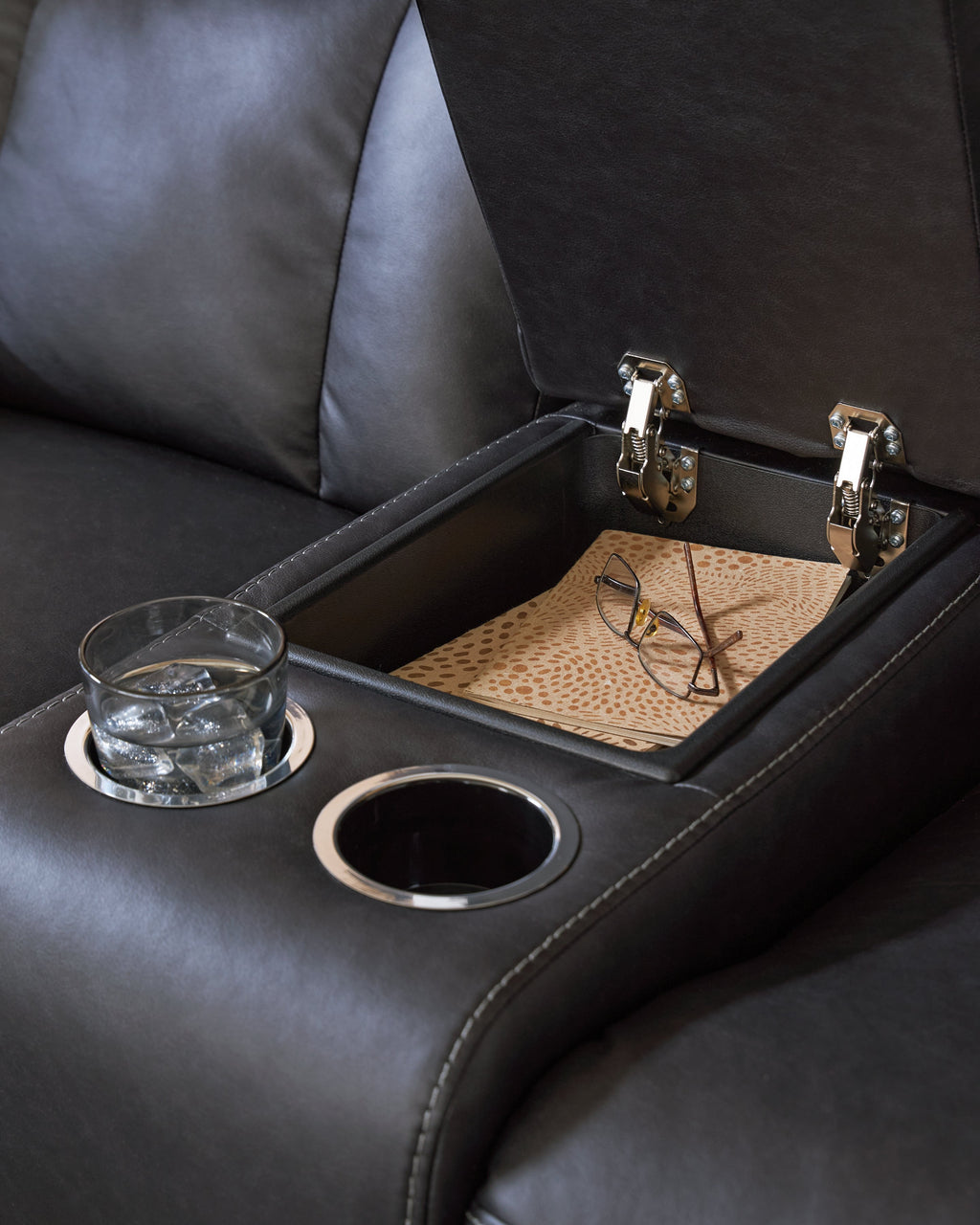 Mackmenville Carbon Reclining Loveseat with Console