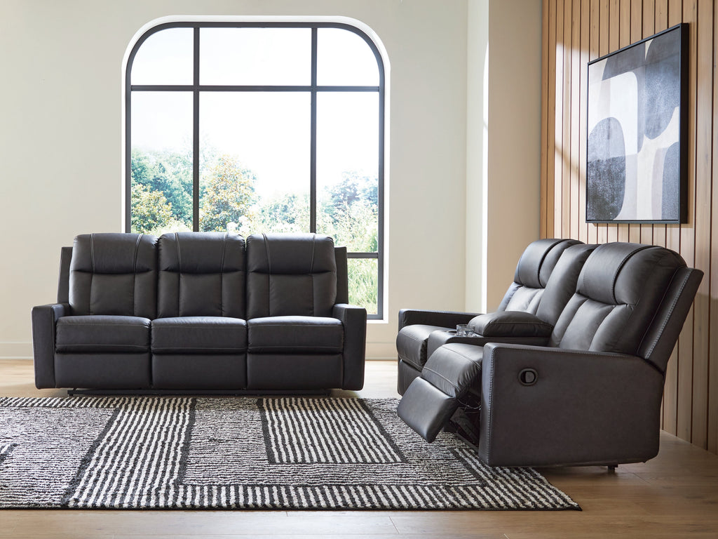 Mackmenville Carbon Reclining Sofa and Loveseat