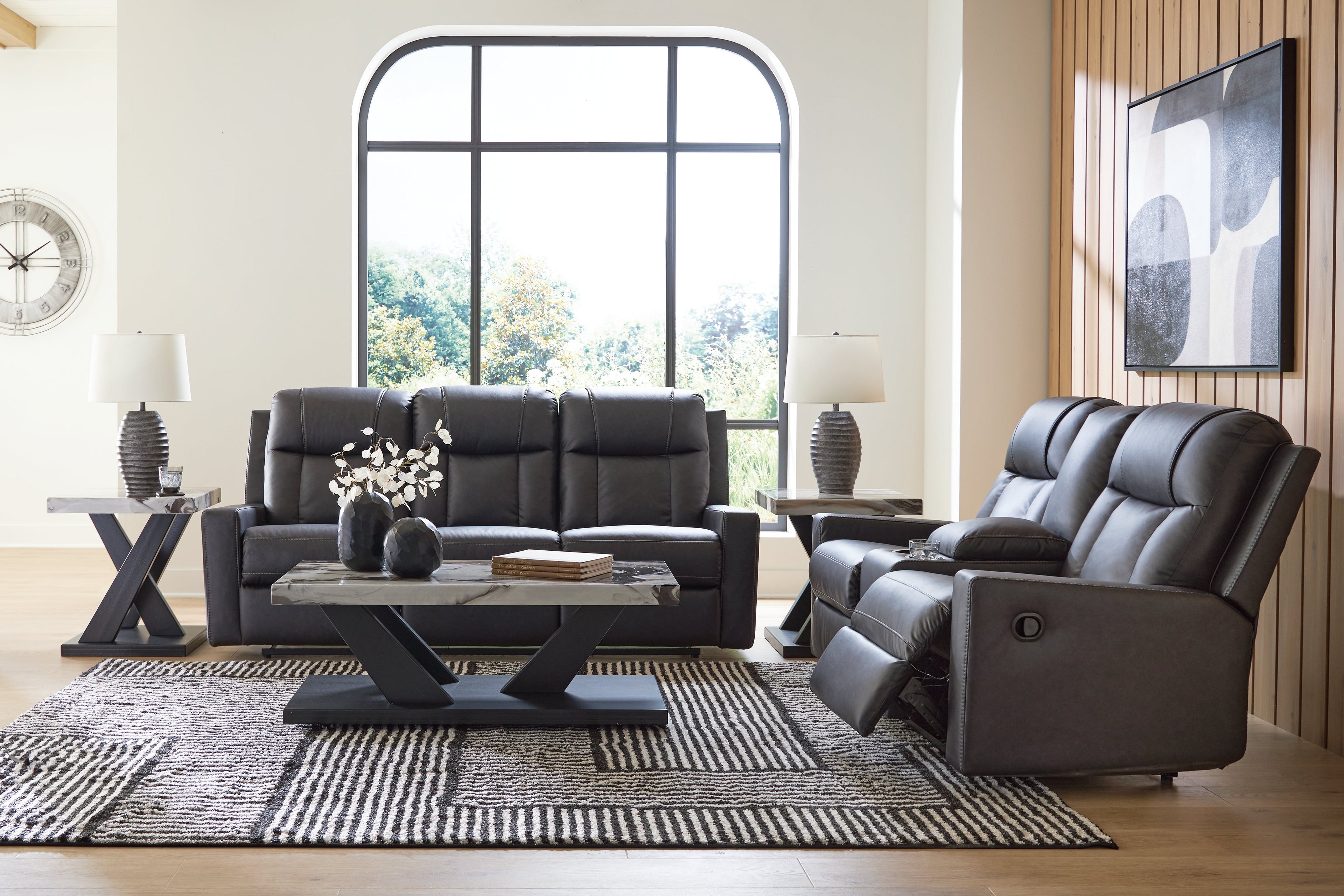 Mackmenville Carbon Reclining Sofa and Loveseat