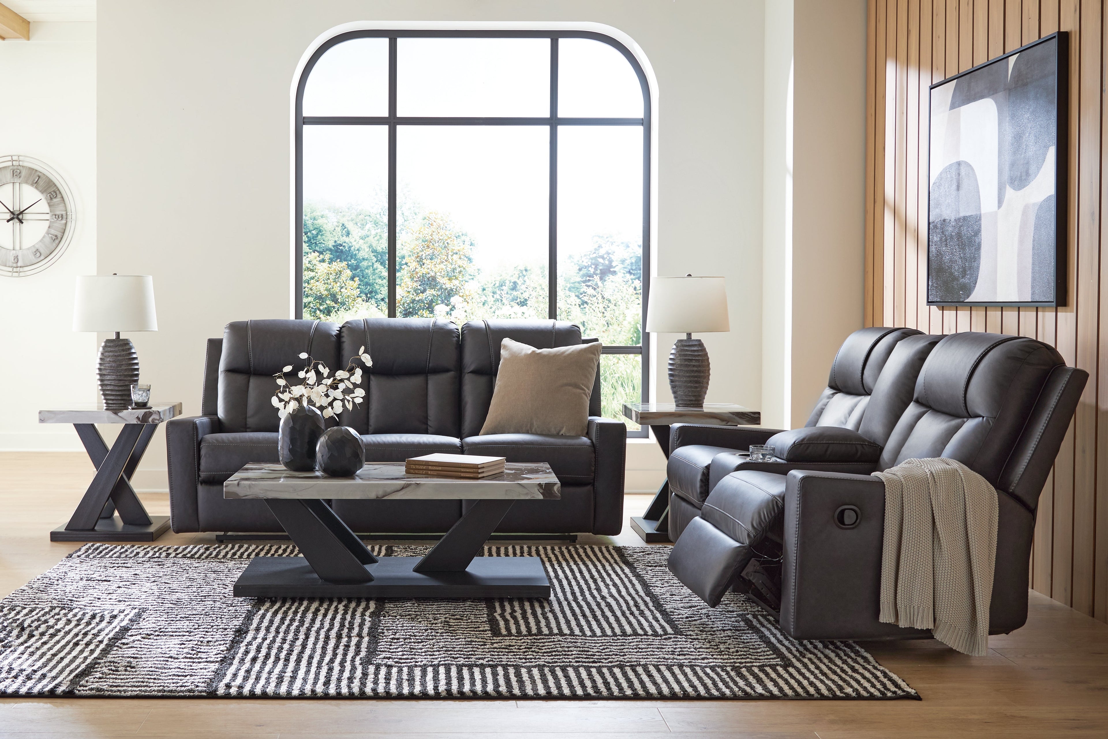 Mackmenville Carbon Reclining Sofa and Loveseat