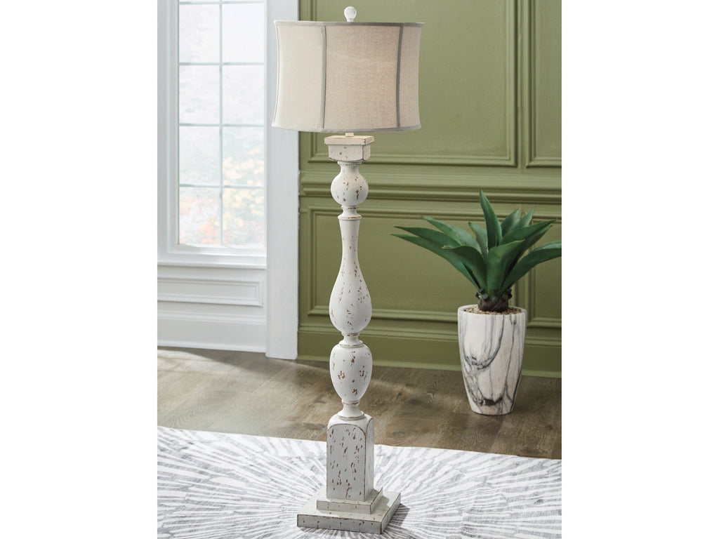 Madsbrook Antique White Poly Floor Lamp