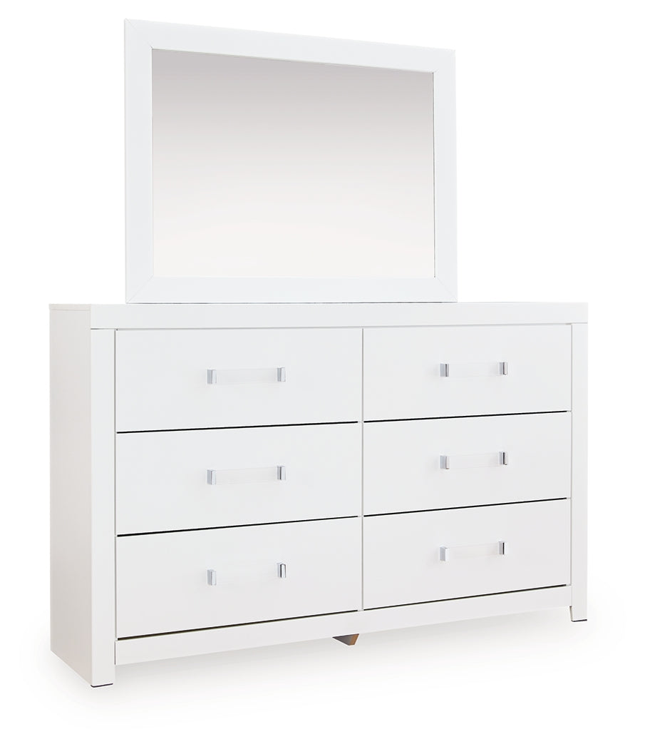 Maeling White Dresser and Mirror