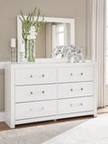 Maeling White Dresser and Mirror