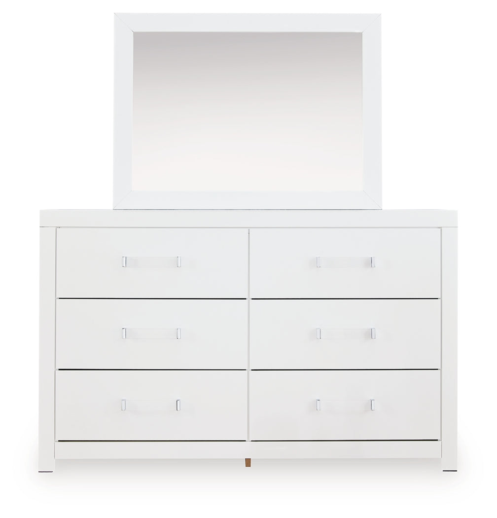 Maeling White Dresser and Mirror